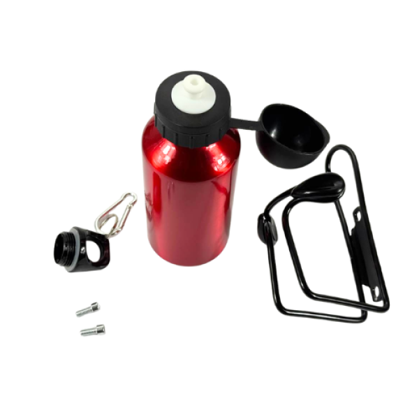 Велосипедна Фляга Shunfeng 300 Мл Алюмінієва Червона З Фляготримачем