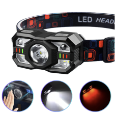 Налобний ліхтар XS-09-LM+6SMD(WHITE+RED), датчик руху, Li-Ion акумулятор, заряджання Type-C