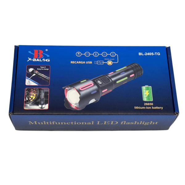 Ліхтар NIGHT VISION FLUORESCENCE BL-2405-TG 1x18650 Power Bank Індикація Заряду ЗУ Type-C Zoom Ліхтар NIGHT VISION FLUORESCENCE BL-2405-TG 1x18650 Power Bank Індикація Заряду ЗУ Type-C Zoom