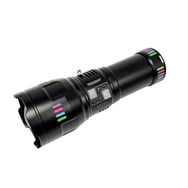 Ліхтар NIGHT VISION FLUORESCENCE C203-1 WHITE LASER LED GT-50W, 4x18650, power bank, ЗУ Type-C, zoom