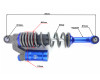 Амортизатор Задний Газо-Масляный Для Мотоцикла CG 150cc JWBP 340мм Серо-Синий 2шт