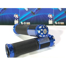 Ручки газу мото XR алюмінієві вставки із хромом сині JWBP