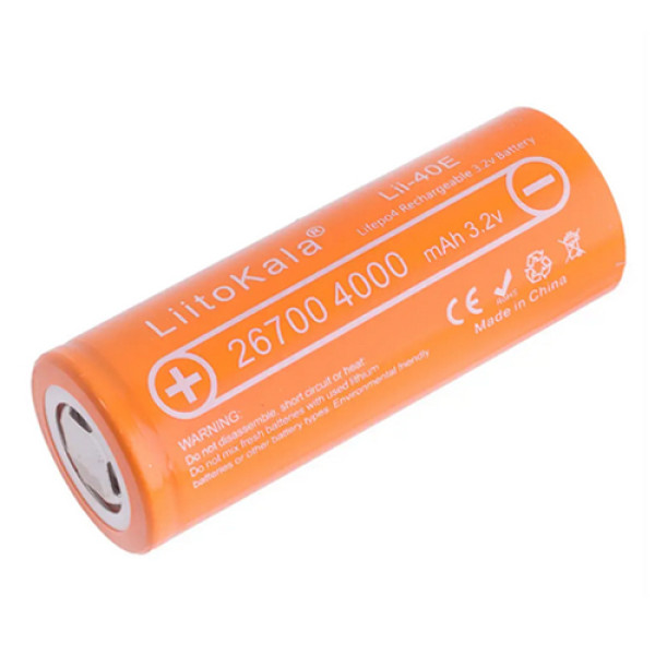 Акумулятор 26700, LiitoKala Lii-40E, 3.2V, 4000mAh, ОРІГІНАЛ
