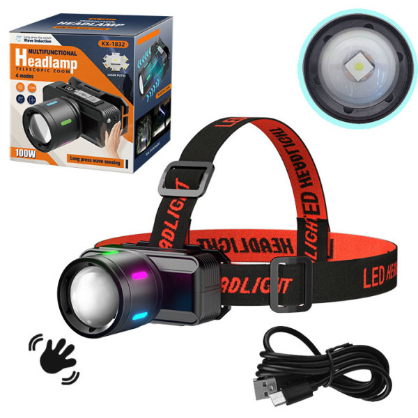 Ліхтар Налобний NIGHT VISION FLUORESCENCE KX-1832-TG Motion Sensor Li-Ion Акумулятор Індикація Заряду ЗП Type-C Zoom Ліхтар Налобний NIGHT VISION FLUORESCENCE KX-1832-TG Motion Sensor Li-Ion Акумулятор Індикація Заряду ЗП Type-C Zoom