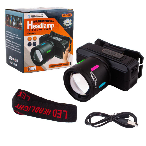 Ліхтар Налобний NIGHT VISION FLUORESCENCE KX-1832-TG Motion Sensor Li-Ion Акумулятор Індикація Заряду ЗП Type-C Zoom Ліхтар Налобний NIGHT VISION FLUORESCENCE KX-1832-TG Motion Sensor Li-Ion Акумулятор Індикація Заряду ЗП Type-C Zoom