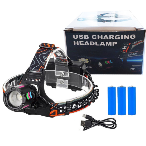 Ліхтар налобний NIGHT VISION FLUORESCENCE 8096 1 РЕЖИМ WHITE LASER LED PM10-TG+COB, 3x18650, Power bank, ЗУ Type-C, zoom