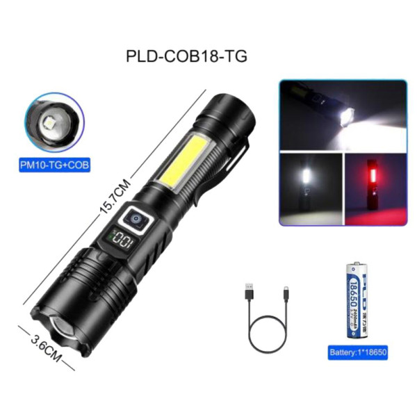 Ліхтар COB18-WHITE LASER LED PM10-TG+COB 1x18650 Power Bank Магніт ЗУ Type-C Zoom Ліхтар COB18-WHITE LASER LED PM10-TG+COB 1x18650 Power Bank Магніт ЗУ Type-C Zoom