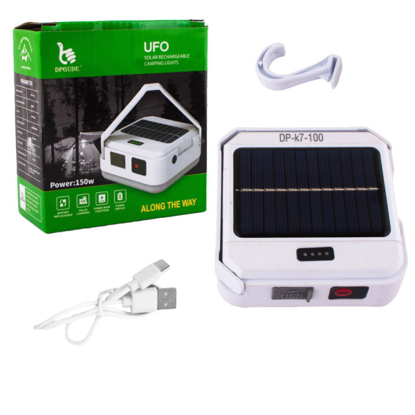Ліхтар Кемпінг DP-K7-100 3х18650 Сонячна Панель Power Bank ЗП Type-C Гачок Ліхтар Кемпінг DP-K7-100 3х18650 Сонячна Панель Power Bank ЗП Type-C Гачок