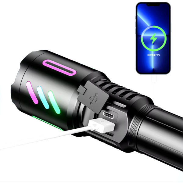 Ліхтар NIGHT VISION FLUORESCENCE 1143-WHITE LASER LED PM10-TG 1x26650 Power Bank ЗУ Type-C Zoom Ліхтар NIGHT VISION FLUORESCENCE 1143-WHITE LASER LED PM10-TG 1x26650 Power Bank ЗУ Type-C Zoom