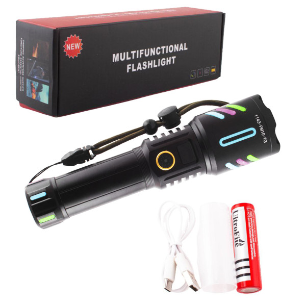 Ліхтар NIGHT VISION FLUORESCENCE 1143-WHITE LASER LED PM10-TG 1x26650 Power Bank ЗУ Type-C Zoom Ліхтар NIGHT VISION FLUORESCENCE 1143-WHITE LASER LED PM10-TG 1x26650 Power Bank ЗУ Type-C Zoom