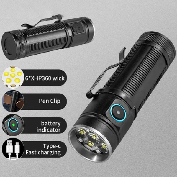 Ліхтар W5184-6XHP360 1х18650 Індикація Заряду ЗУ Type-C Box Ліхтар W5184-6XHP360 1х18650 Індикація Заряду ЗУ Type-C Box