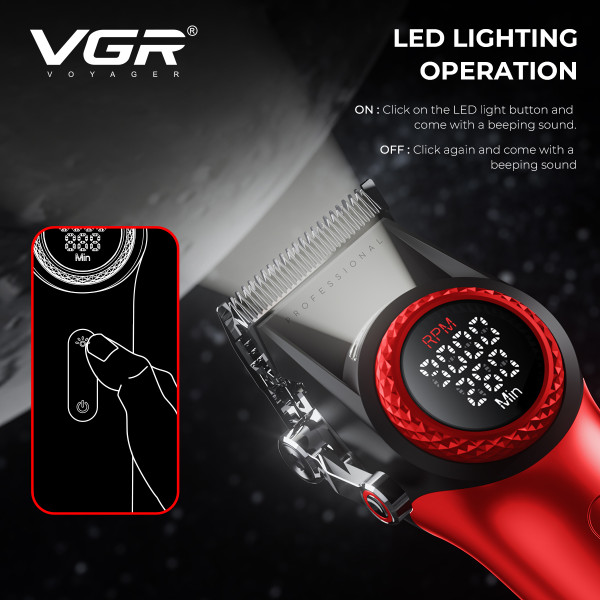 Комплект VGR STEPLERSS PRO 3 IN 1 RED, машинка для стрижки (Clipper), триммер, электробритва