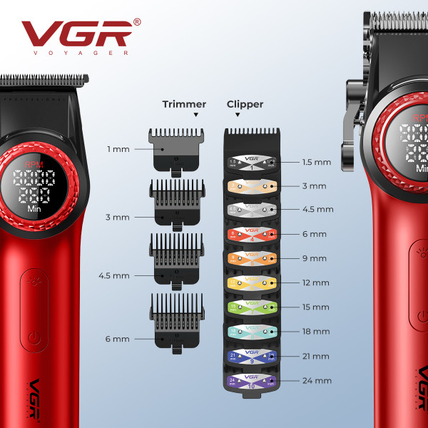 Комплект VGR STEPLERSS PRO 3 IN 1 RED, машинка для стрижки (Clipper), триммер, электробритва