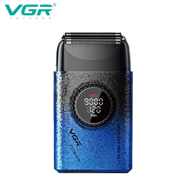 Электробритва VGR V-377 BLUE шейвер, двойное лезвие, регулировка мощности 7000-9000 RPM, LED display