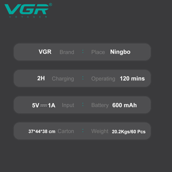 Тример VGR V-075 з Регулятором Висоти 4 Насадки LED Display Тример VGR V-075 з Регулятором Висоти 4 Насадки LED Display