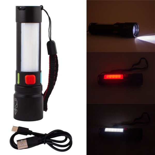 Ліхтар 611-TG+COB White+Red Li-Ion Акумулятор ЗУ Type-C Zoom Ліхтар 611-TG+COB White+Red Li-Ion Акумулятор ЗУ Type-C Zoom