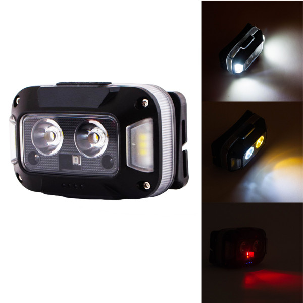 Ліхтар Налобний WH-0218-XPG White+Yellow + SMD Red Motion Sensor Li-Ion Акумулятор ЗП Type-C