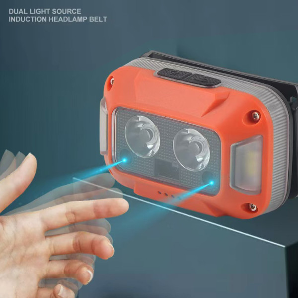 Ліхтар Налобний WH-0218-XPG White+Yellow + SMD Red Motion Sensor Li-Ion Акумулятор ЗП Type-C