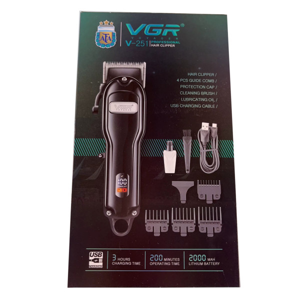 Акумуляторна Машинка Для Стрижки Clipper VGR V-251 4 Насадки 2000 mAh LED Display Акумуляторна Машинка Для Стрижки Clipper VGR V-251 4 Насадки 2000 mAh LED Display