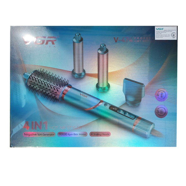 Фен-стайлер VGR 4 в 1 V-474 BLUE, Professional, 4 насадки, 1400 Вт