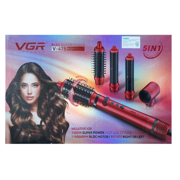 Фен-стайлер VGR 5 в 1 V-475 RED, Professional, 5 насадок, 1400 Вт