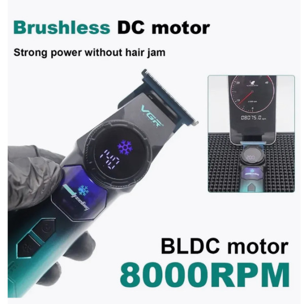 Тример VGR V-946 з Технологією Охолодження ICE TECHNOLOGY 4 Насадки 8000 RPM 3000 mAh LED Display Тример VGR V-946 з Технологією Охолодження ICE TECHNOLOGY 4 Насадки 8000 RPM 3000 mAh LED Display