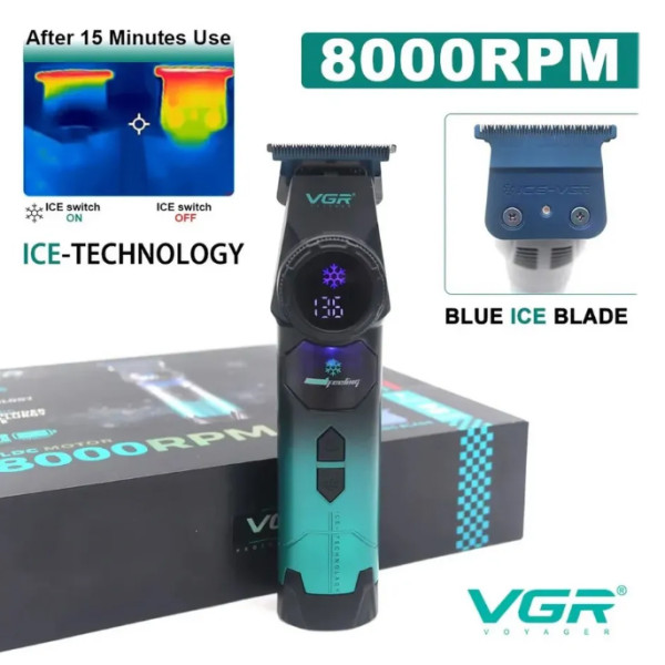 Тример VGR V-946 з Технологією Охолодження ICE TECHNOLOGY 4 Насадки 8000 RPM 3000 mAh LED Display Тример VGR V-946 з Технологією Охолодження ICE TECHNOLOGY 4 Насадки 8000 RPM 3000 mAh LED Display
