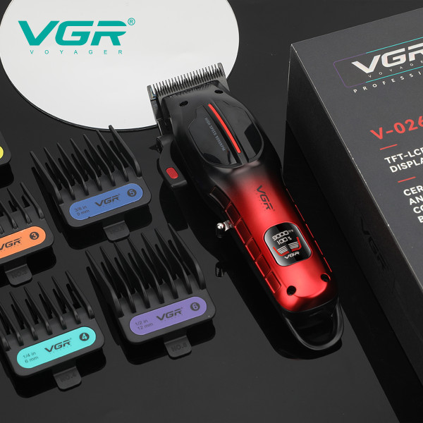 Акумуляторна Машинка Для Стрижки Clipper VGR V-026 RED 6 Насадок 9000 RPM LED Display Акумуляторна Машинка Для Стрижки Clipper VGR V-026 RED 6 Насадок 9000 RPM LED Display