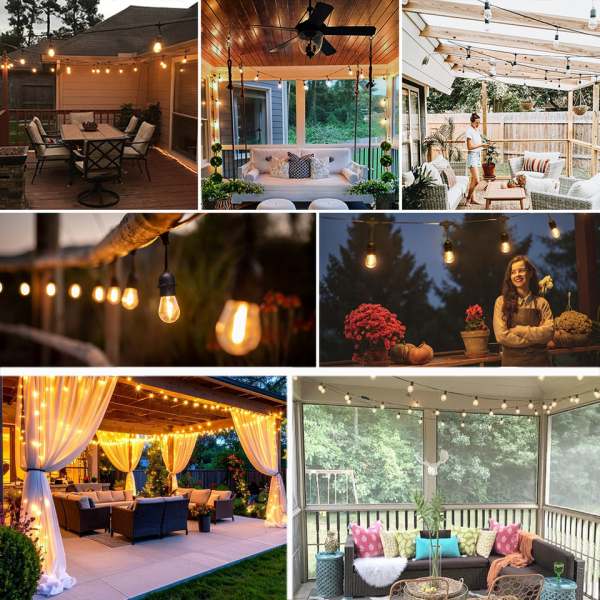 Гірлянда вулична лаундж 10 LED ламп тепле світло працює від мережі 5 м