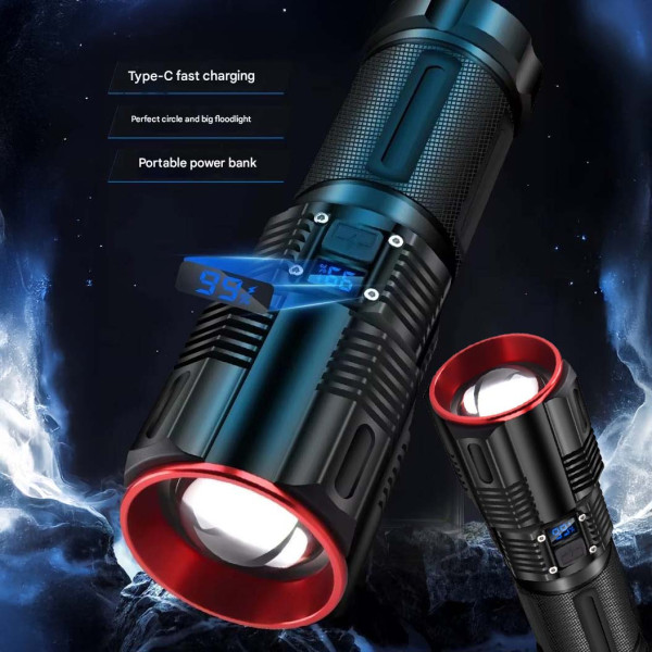 Ліхтар 2211-TG, 3x18650, Powe Bank, ЗУ Type-C, zoom, Box