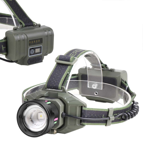 Ліхтар налобний NIGHT VISION FLUORESCENCE 8098-TG, IPX4, 2x18650, ЗУ Type-C, zoom, Box