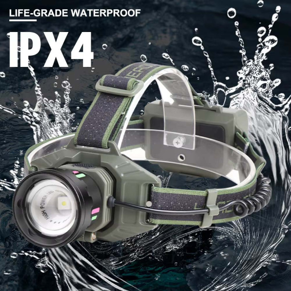 Ліхтар налобний NIGHT VISION FLUORESCENCE 8098-TG, IPX4, 2x18650, ЗУ Type-C, zoom, Box