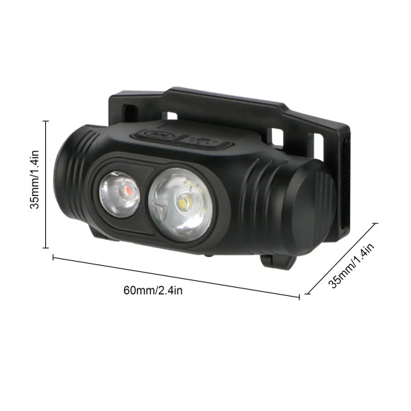 Фонарь налобный 6670-COB(White)+SMD(Red), ЗУ Type-C, 1x14500, Box