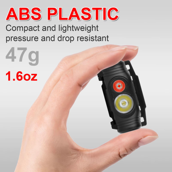 Фонарь налобный 6670-COB(White)+SMD(Red), ЗУ Type-C, 1x14500, Box