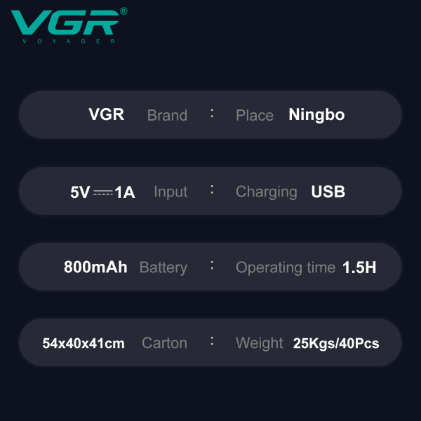 Електробритва VGR V-337 Шейвер Подвійне Лезо 2 Насадки Тример LED Display Електробритва VGR V-337 Шейвер Подвійне Лезо 2 Насадки Тример LED Display