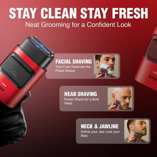 Електробритва VGR V-307 RED Шейвер Подвійне Лезо 2000mAh 9000 RPM Електробритва VGR V-307 RED Шейвер Подвійне Лезо 2000mAh 9000 RPM