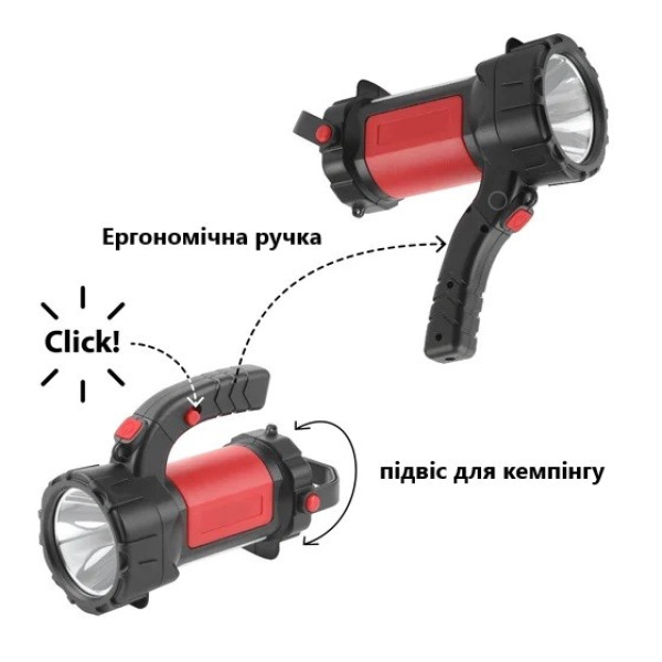 Ліхтар Портативний T80-5W+COB 2x18650 ЗУ microUSB Box