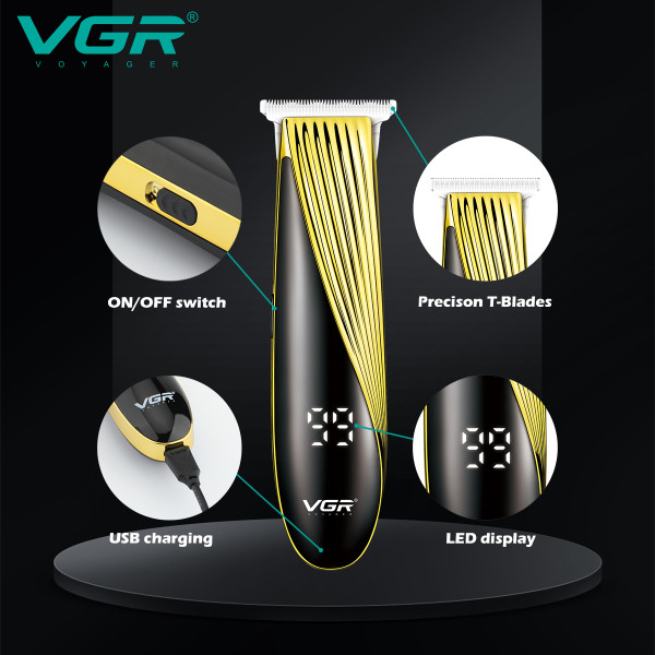 Триммер VGR V-959, 3 насадки, LED display