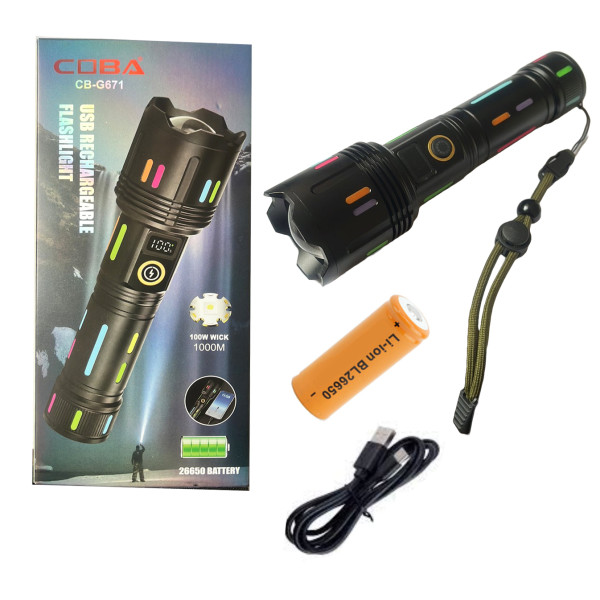 Ліхтар NIGHT VISION FLUORESCENCE G671/G25 WHITE LASER LED PM30-TG 1х26650/3xAAA Power Bank ЗУ Type-C Zoom Box