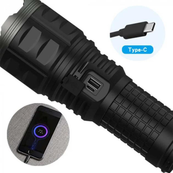 Ліхтар AK138 WHITE LASER LED PM60-TG, 4х18650, power bank, індикація заряду, ЗУ Type-C, zoom, Box