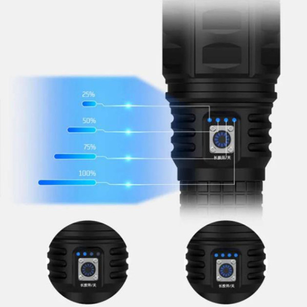 Ліхтар AK138 WHITE LASER LED PM60-TG, 4х18650, power bank, індикація заряду, ЗУ Type-C, zoom, Box