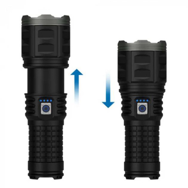 Ліхтар AK138 WHITE LASER LED PM60-TG, 4х18650, power bank, індикація заряду, ЗУ Type-C, zoom, Box