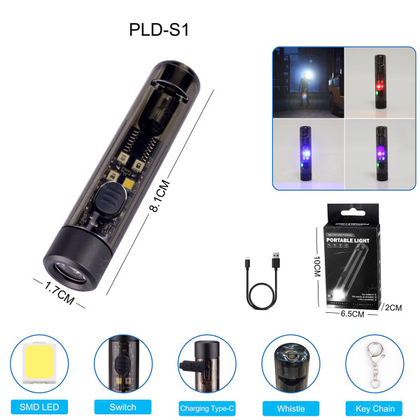 Ліхтар S1-LED+SMD RGB Li-Ion Акумулятор Карабін Свисток ЗУ Type-C Box Ліхтар S1-LED+SMD RGB Li-Ion Акумулятор Карабін Свисток ЗУ Type-C Box