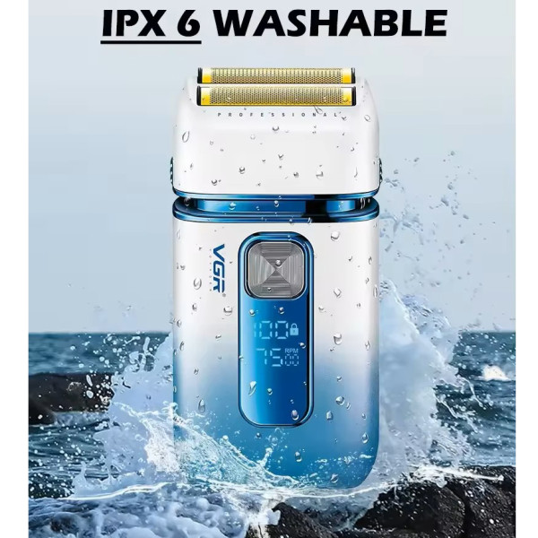 Электробритва VGR V-362 WHITE шейвер, двойное лезвие, триммер, IPX6, LED Display