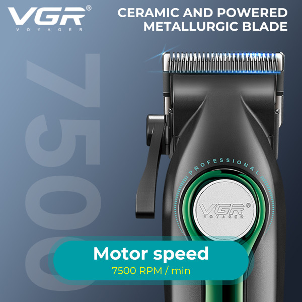 Акумуляторна Машинка Для Стрижки VGR V-010 GREEN 6 Насадок 7500 RPM 2600 mAh LED Display Акумуляторна Машинка Для Стрижки VGR V-010 GREEN 6 Насадок 7500 RPM 2600 mAh LED Display
