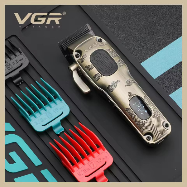 Акумуляторна Машинка Для Стрижки VGR V-027 8 Насадок 7000 RPM 2600 mAh LED Display