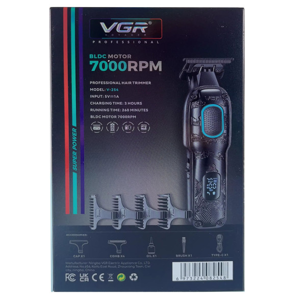 Тример VGR V-254 GREEN 4 Насадки 7000 RPM 2000 mAh LED Display Тример VGR V-254 GREEN 4 Насадки 7000 RPM 2000 mAh LED Display