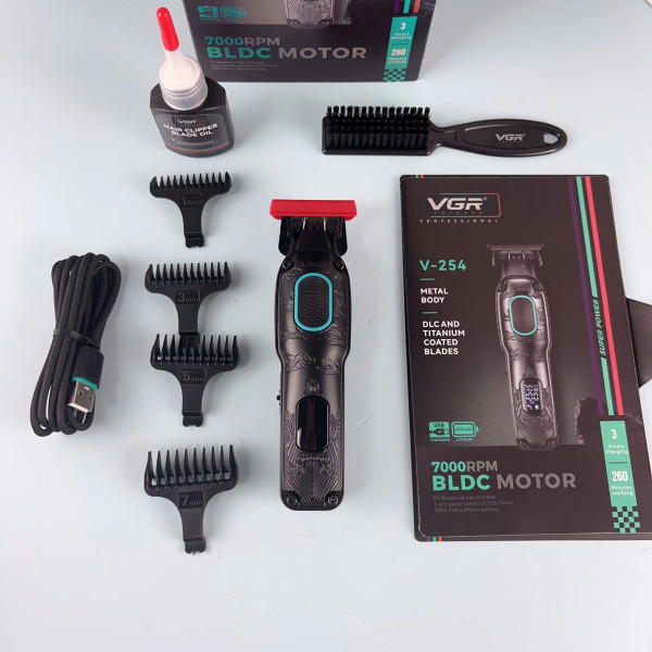 Тример VGR V-254 GREEN 4 Насадки 7000 RPM 2000 mAh LED Display Тример VGR V-254 GREEN 4 Насадки 7000 RPM 2000 mAh LED Display