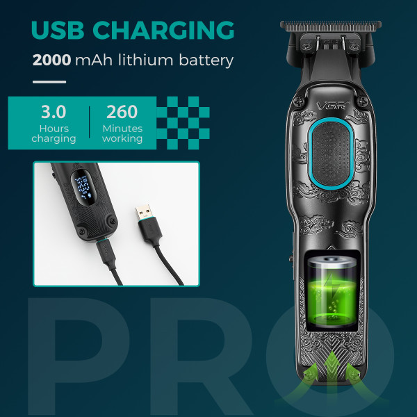 Тример VGR V-254 GREEN 4 Насадки 7000 RPM 2000 mAh LED Display Тример VGR V-254 GREEN 4 Насадки 7000 RPM 2000 mAh LED Display