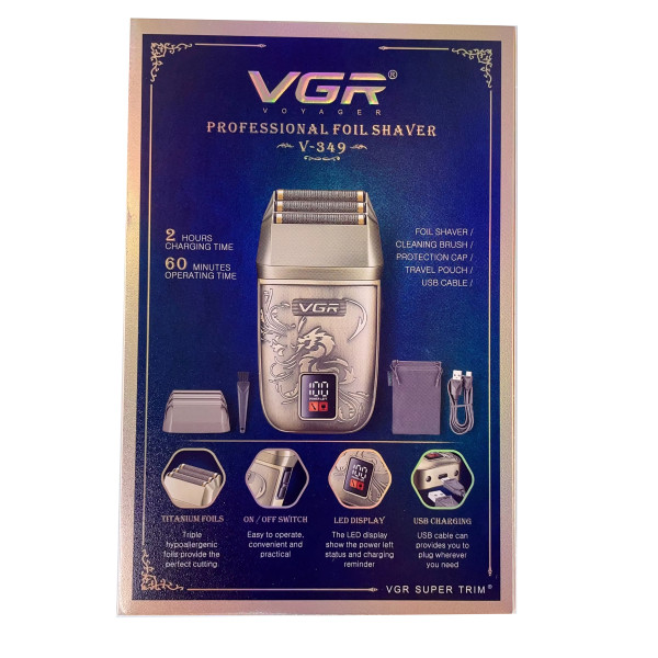 Електробритва VGR V-349 Шейвер Потрійне Лезо IPX6 LED Display Електробритва VGR V-349 Шейвер Потрійне Лезо IPX6 LED Display